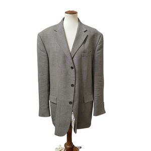 OSCAR DE LA RENTA Men's 46R Houndstooth Black Brown Sport Coat Jacket Blazer EUC